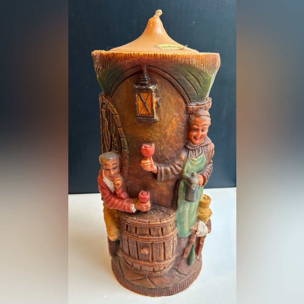 Vintage German Carved Painted Candle by Gunther